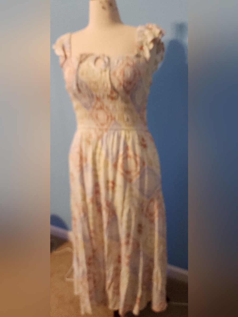 Arizona Love Cream Midi Dress with Pastel Floral Motif
